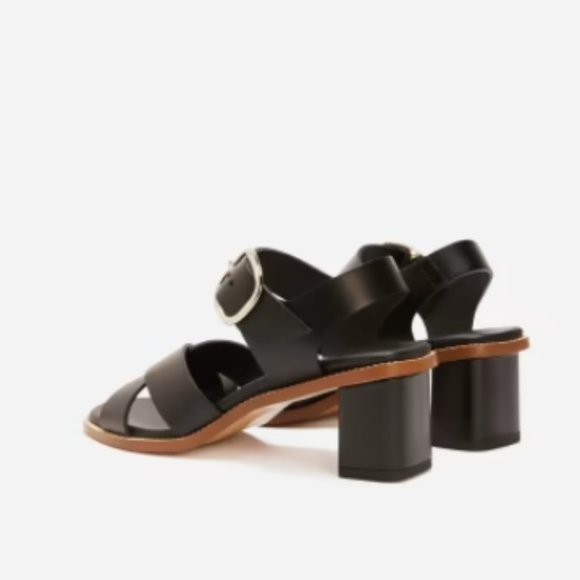 NWT $160 Everlane Italian Leather Buckle Heel in Black - Picture 3 of 3